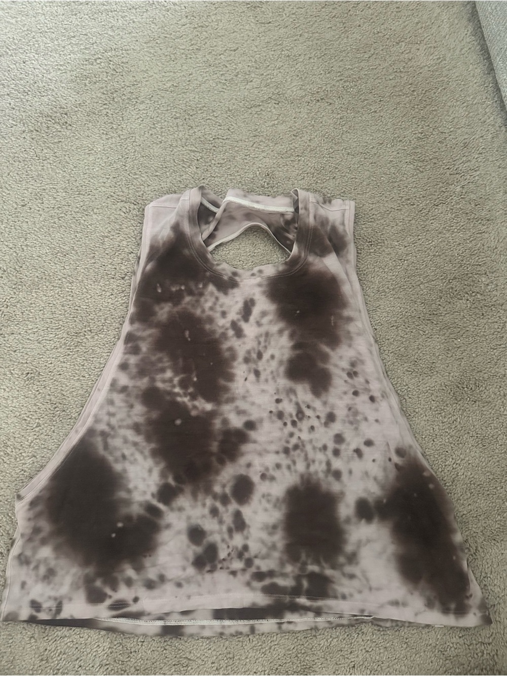 lululemon athletica Brown and Cream Tie-Dye Racerback Crop Tank
